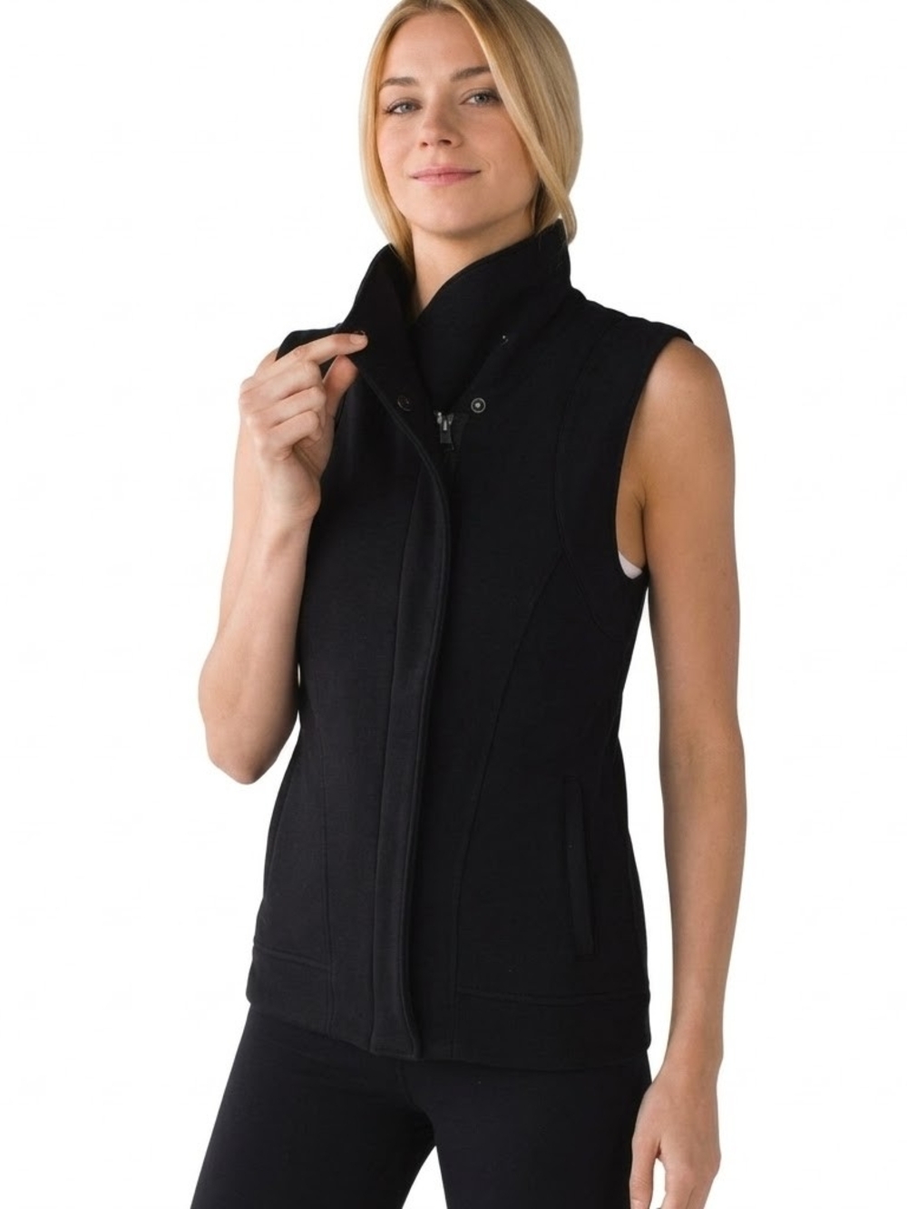 LULULEMON Versa Vest Black Sz 6 Zip Up Cotton Modern Layerpiece